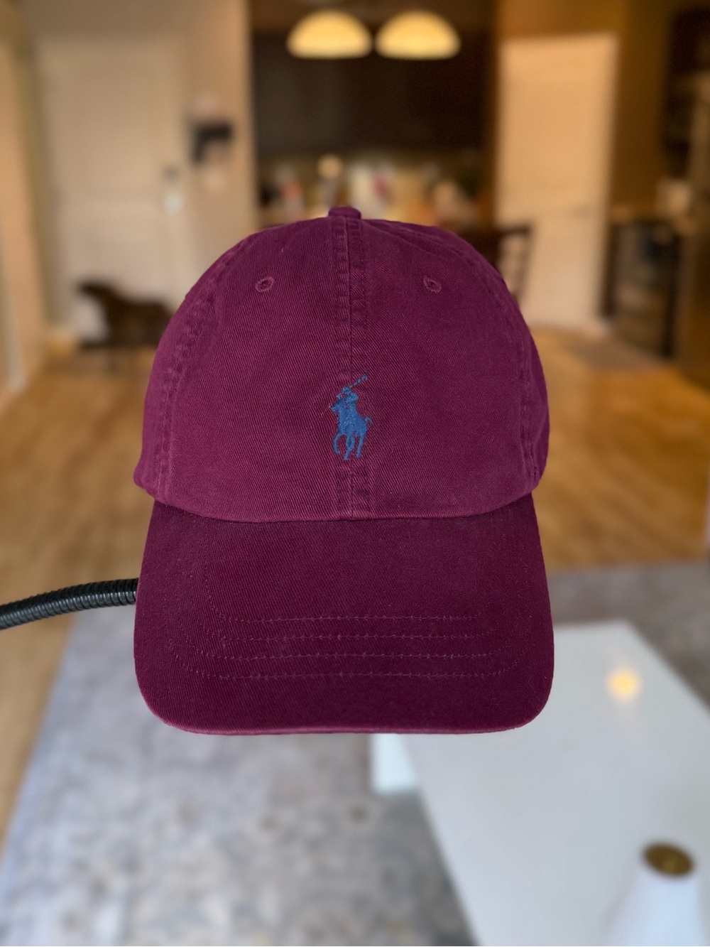 💯 Authentic Polo Ralph Lauren Dark Maroon Baseball Cap with Navy Pony Logo